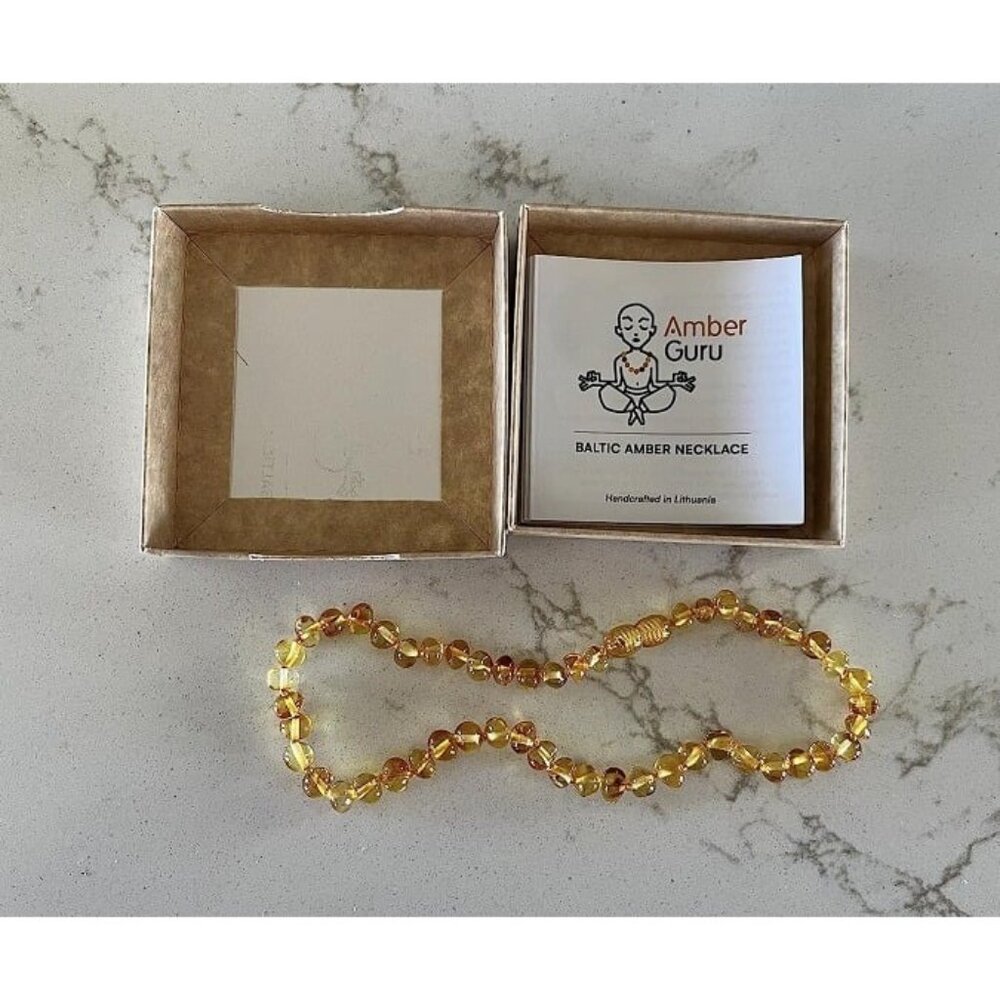 New Amber Necklace (Authentic, Certified) - 12.5 inches - Unisex Jewelry - Honey